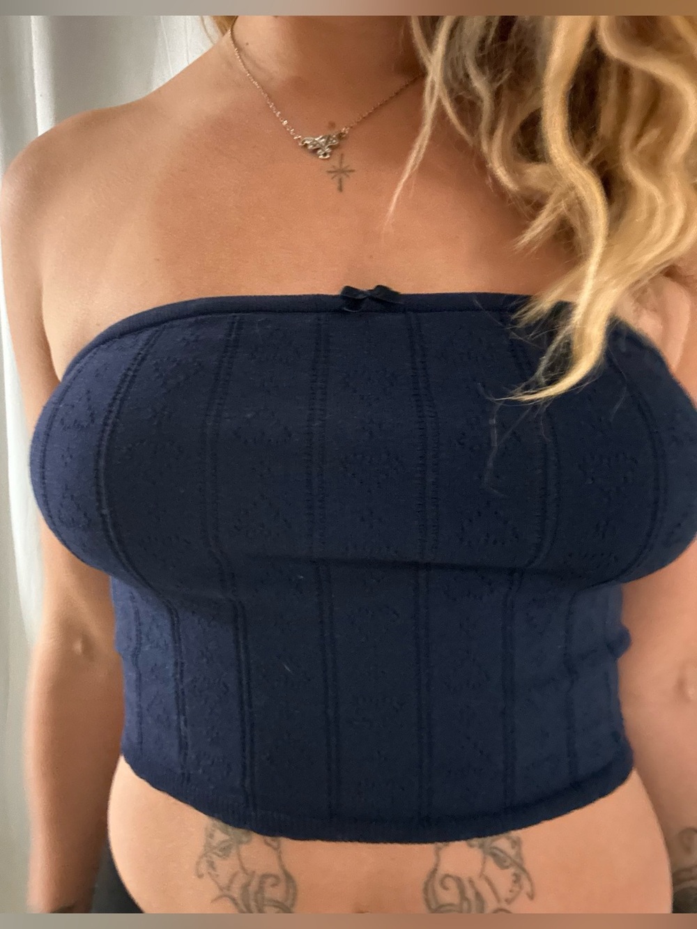 New beverly & beck navy blue coquette tube top